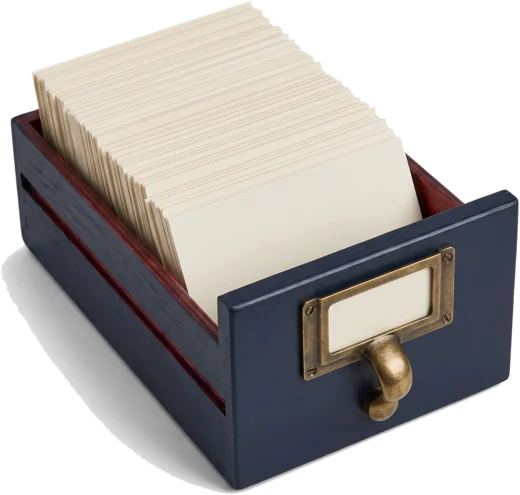 A card catalog drawer standing in for your AMS.