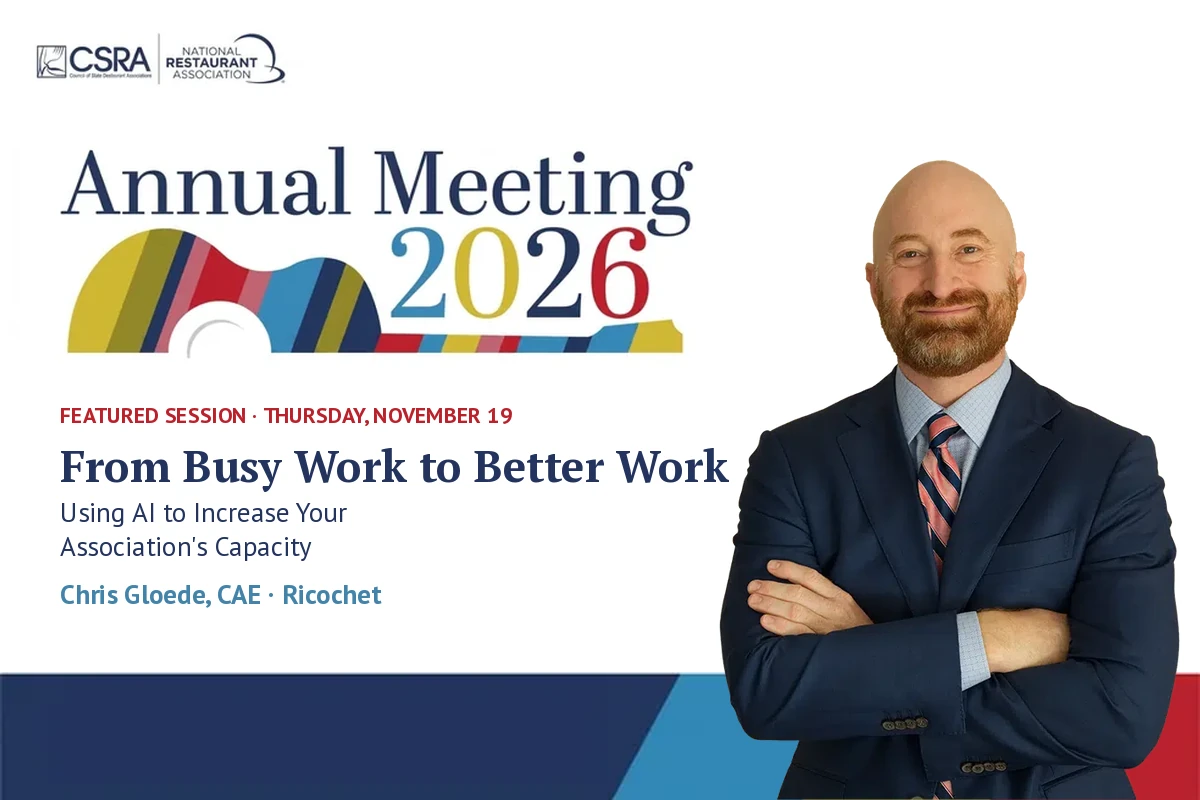 Chris Gloede speaking at the 2026 CSRA Annual Meeting: From Busy Work to Better Work.