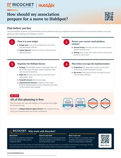Preview of the guide How should my association prepare for a move to HubSpot?