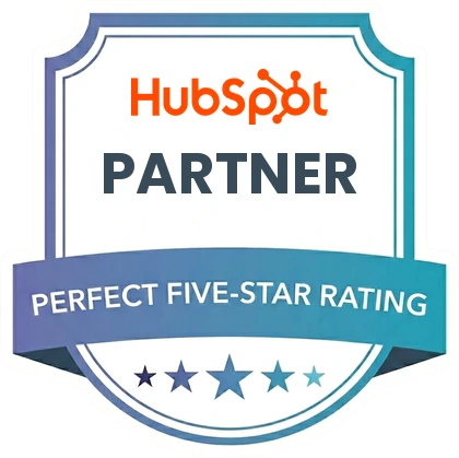 HubSpot Partner perfect five-star rating badge.