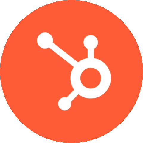 The HubSpot sprocket on an orange circle.