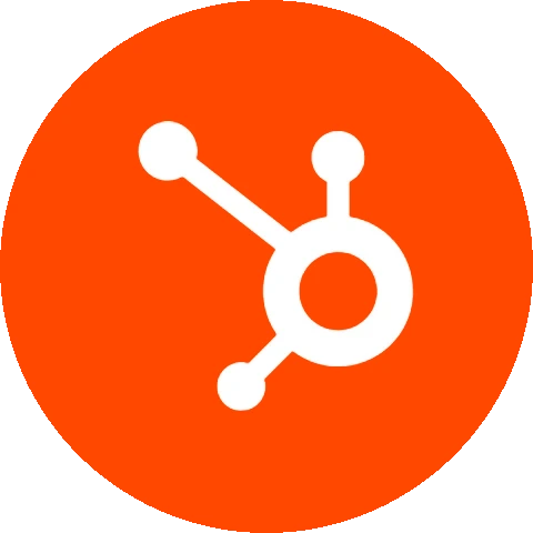 The HubSpot sprocket on an orange circle.
